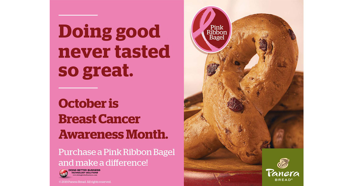 PaneraPinkRibbonBagelcnew Young Women's Breast Cancer Awareness